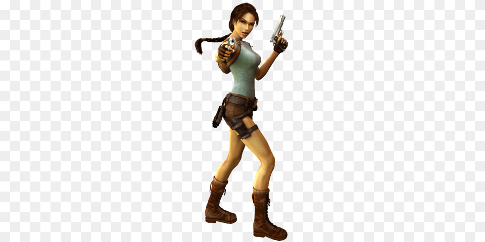 Lara Croft Side View, Clothing, Costume, Firearm, Gun Png