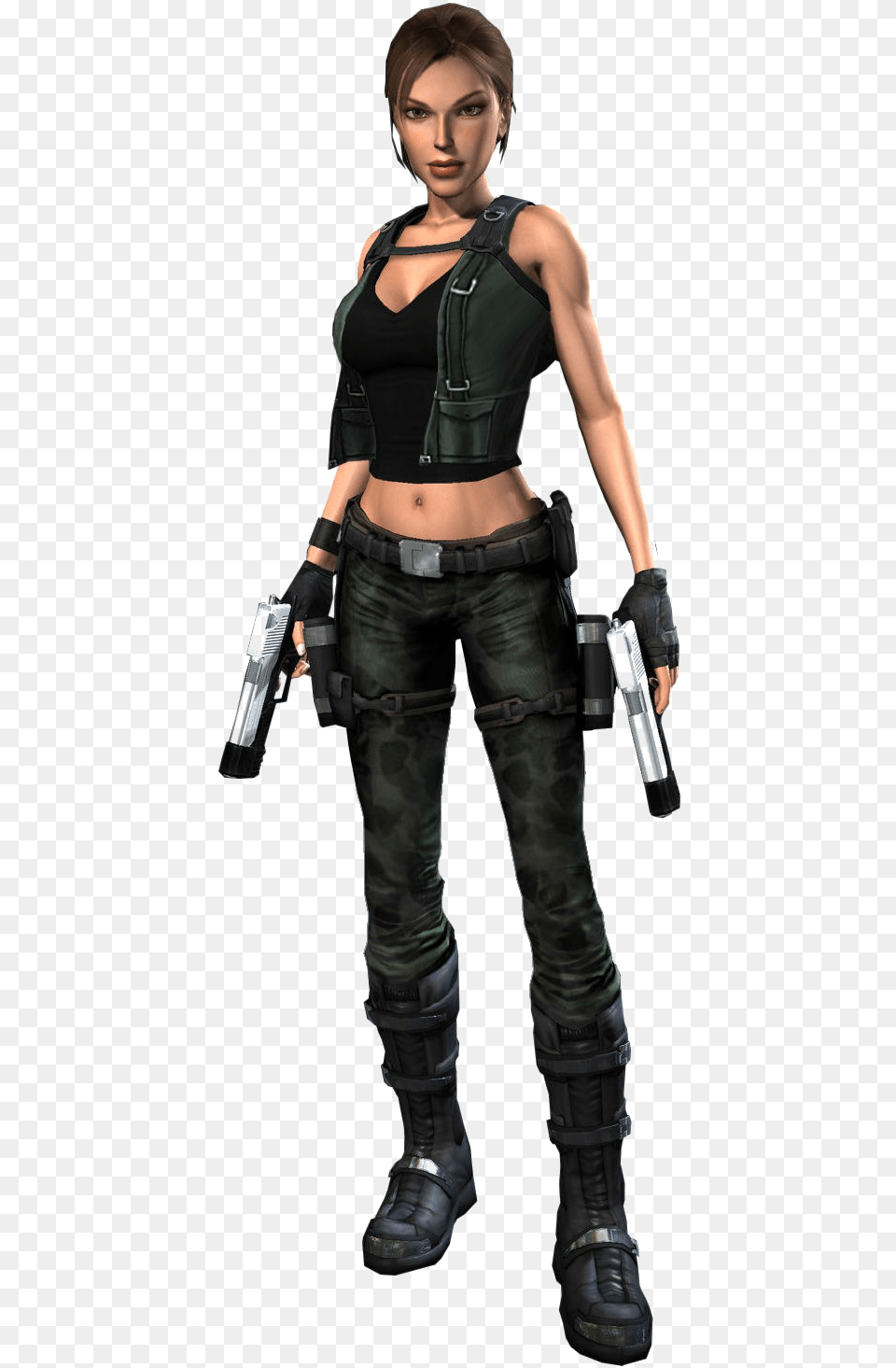 Lara Croft Tomb Raider Background Lara Croft Black Suit, Clothing, Person, Handgun, Gun Free Png Download