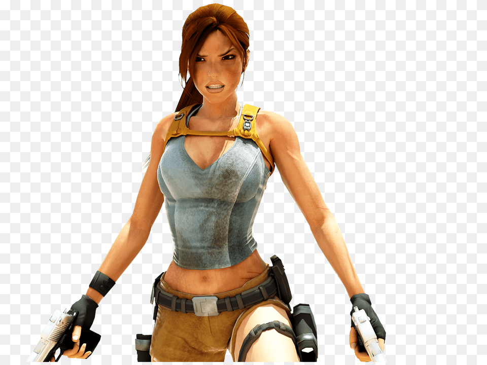 Lara Croft Two Guns, Clothing, Costume, Person, Adult Png