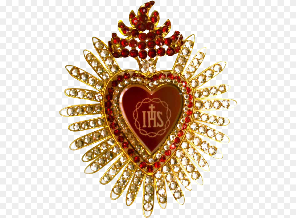 Large Antique Nineteenth Century Sacred Heart Candle Sacred Heart, Accessories, Jewelry, Brooch, Chandelier Free Transparent Png