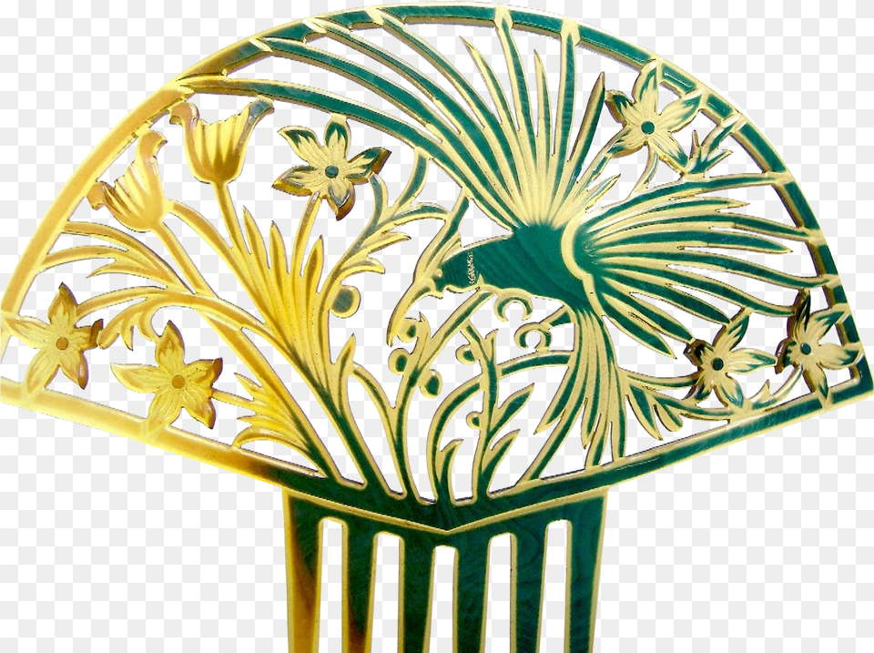 Large Art Deco Hair Comb Spanish Style With Figural, Arch, Architecture Png