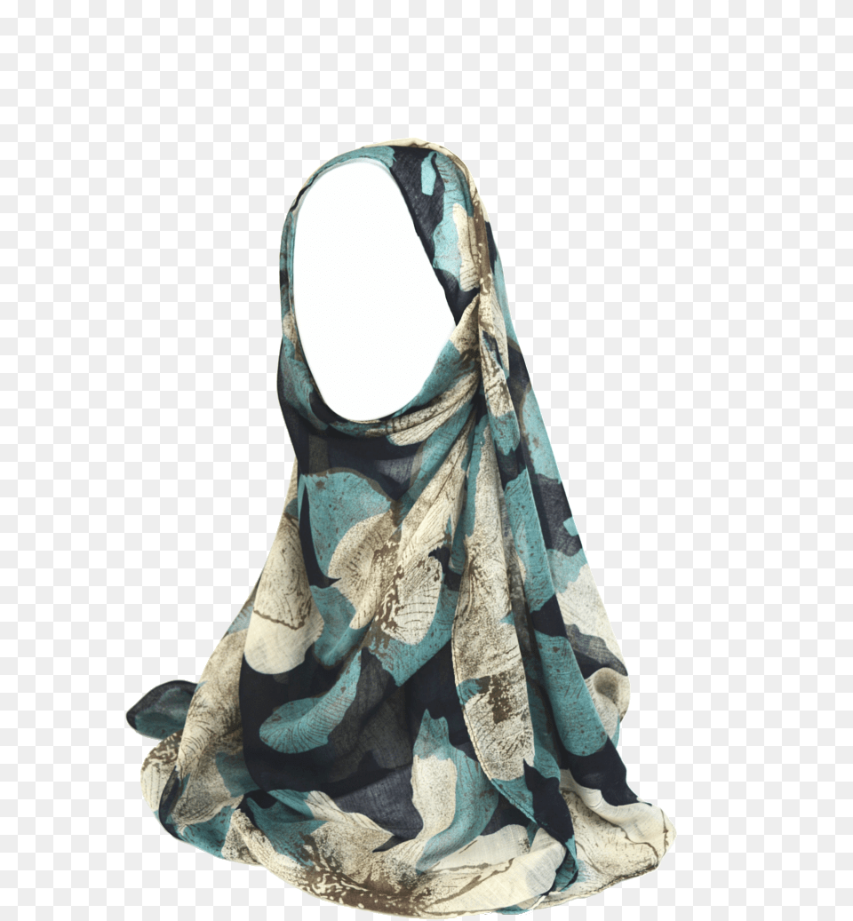 Large Black N Green Floral Print Hijab Tote Bag, Clothing, Scarf, Silk Free Png