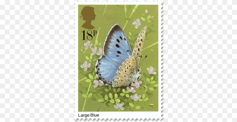 Large Blue Butterfly Stamp, Animal, Insect, Invertebrate, Postage Stamp Png