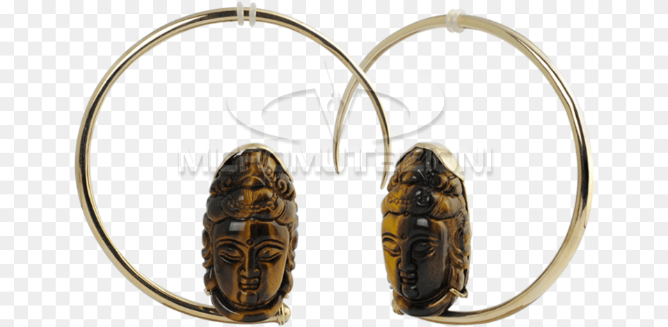 Large Brass Hoops With Tiger Eyes Shiva Mask Brass Cockroach, Symbol, Emblem, Accessories, Architecture Free Png Download