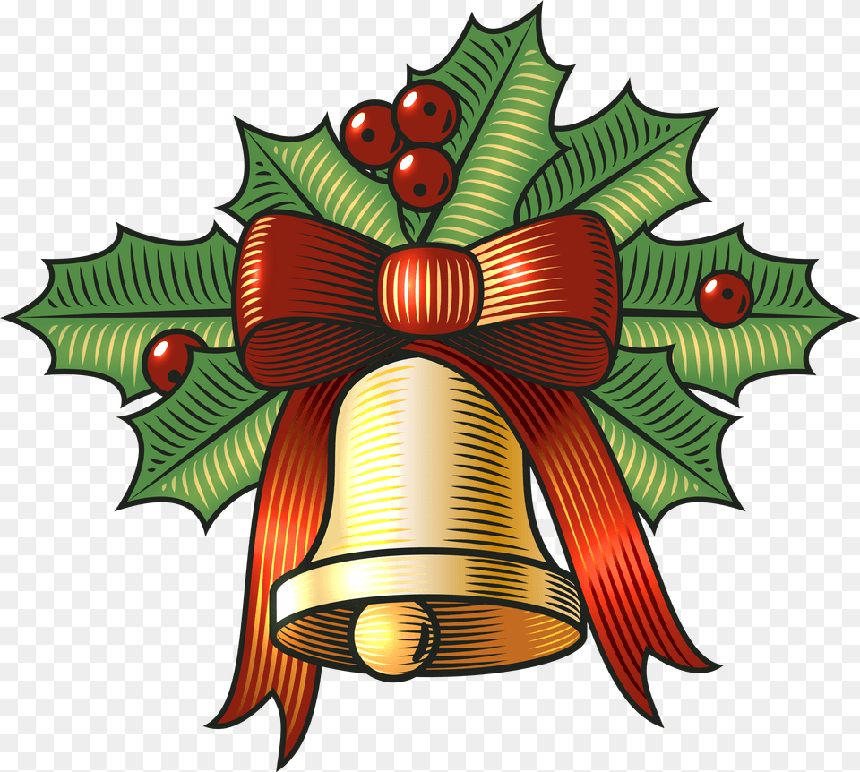 Large Christmas Bell With Holly Clip Art Image Clip Art Christmas Bells Holly Free Transparent Png