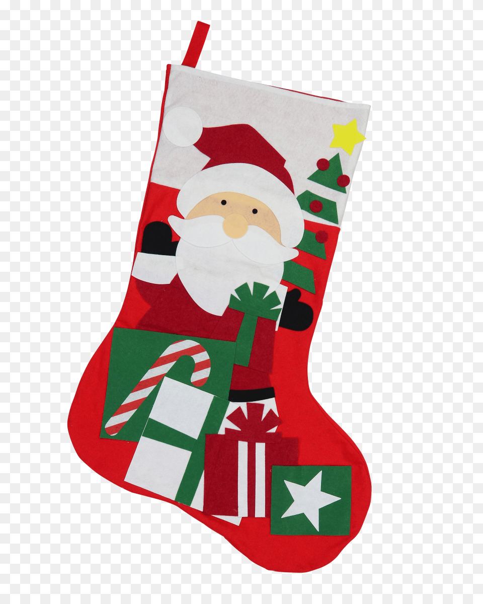 Large Christmas Stocking With Santa Design, Clothing, Hosiery, Christmas Decorations, Christmas Stocking Png Image