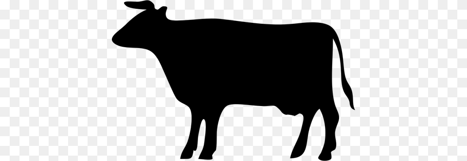 Large Cow Outline Silhouette Vector Clip Art, Gray Free Transparent Png