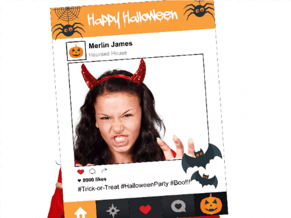 Large Custom Halloween Social Media Photo Booth Frame Halloween Costume Ideas Cheap Easy, Hand, Photography, Person, Head Free Png Download