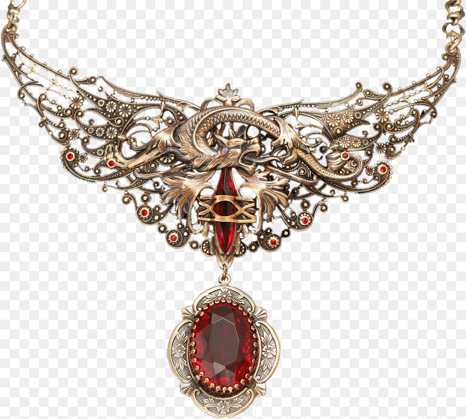 Large Dragon Necklace Dragon Wings Filigree Necklace Choker, Accessories, Jewelry, Pendant, Diamond Png