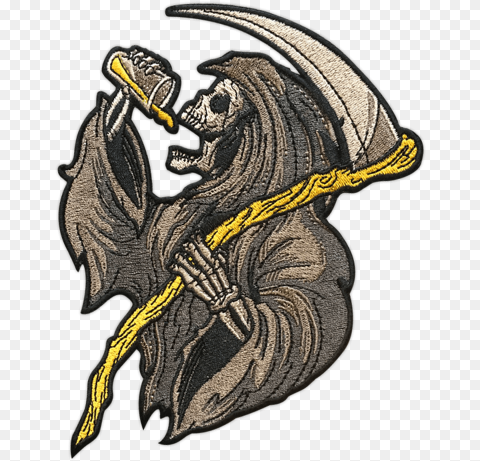 Large Drinkin Reaper Patch, Accessories, Art, Hardware, Electronics Free Png Download