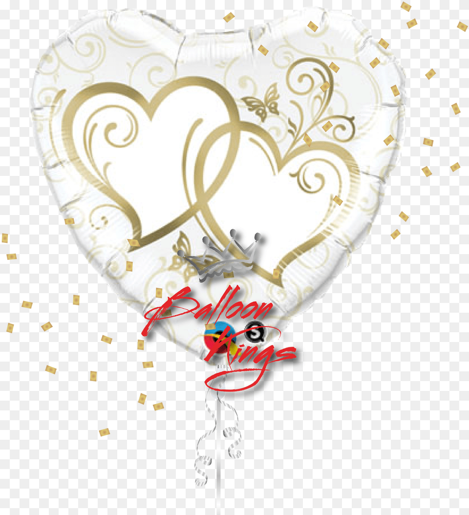 Large Entwined Gold Hearts Entwined Heart, Balloon Png