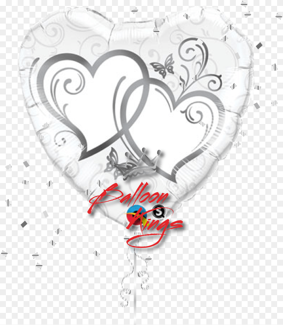 Large Entwined Silver Hearts Corazon Para Boda, Balloon, Heart, Adult, Bride Free Png Download