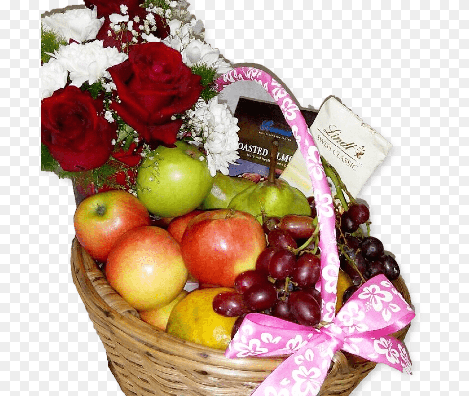 Large Fruit Basket Apple, Food, Produce, Plant, Flower Png Image
