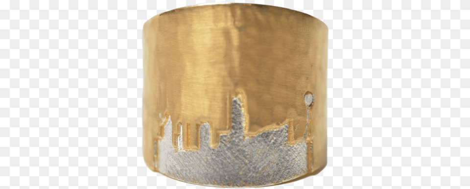 Large Gold Band With Silver City Outline Lampshade, Cuff, Birthday Cake, Cake, Cream Png Image