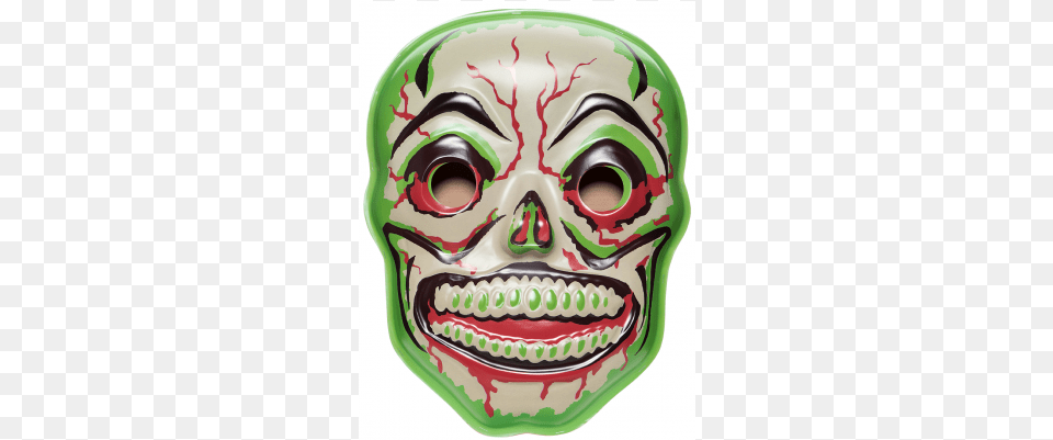 Large Green Slime Skull Vac Tastic Plastic Mask Wall Retro A Go Go Cold Death Skull Vac Tactic Plastic, Birthday Cake, Cake, Cream, Dessert Png Image