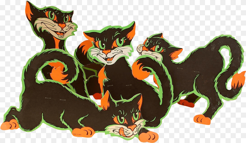 Large Halloween Die Cut Cat Stand Ups Clipart Halloween Beistle Die Cut, Animal, Mammal, Pet Free Png