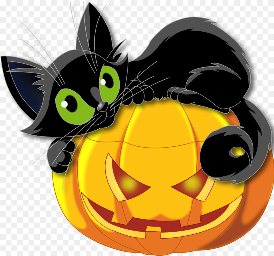 Large Halloween Pumpkin With Black Cat Clipart Halloween, Festival Png
