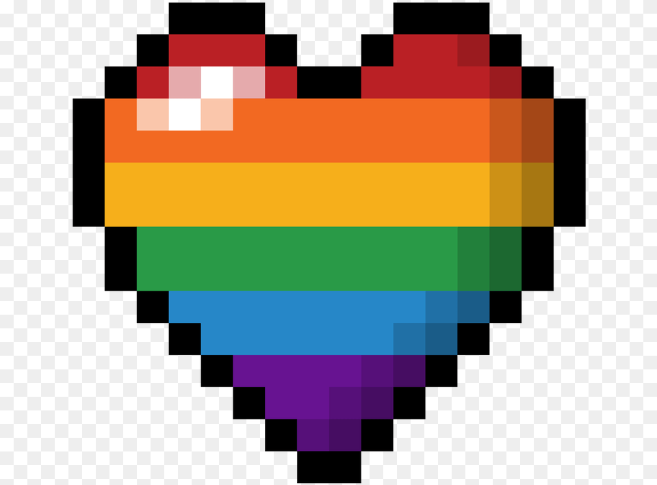 Large Heart Made Of Pixels In The Colors Of The Lgbt 8 Bit Heart, First Aid Png