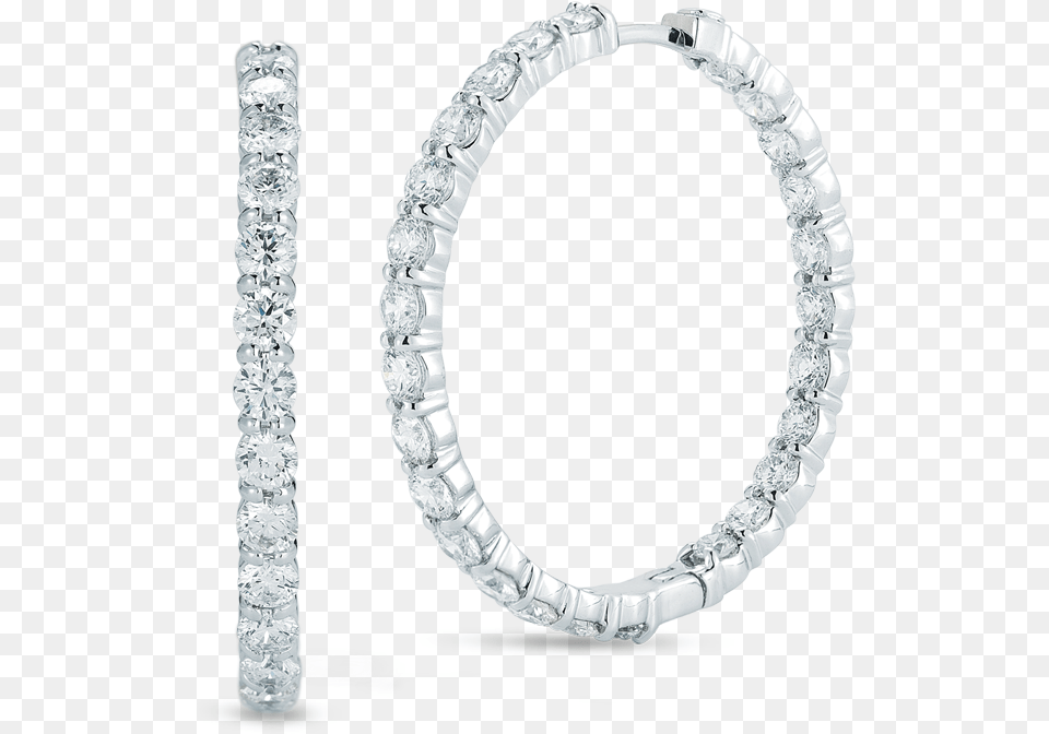 Large Inside Outside Diamond Hoop Earrings Solid, Accessories, Gemstone, Jewelry, Bracelet Free Png