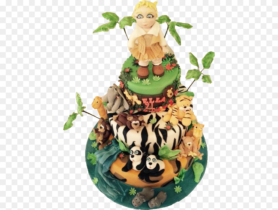 Large Jungle Cake Queen Of The Jungle Cake, Torte, Birthday Cake, Cream, Dessert Png
