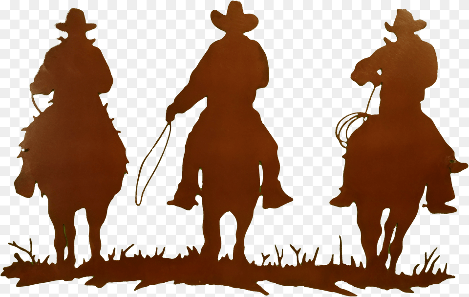 Large Larger Cowboys On Horses Silhouette Png Image