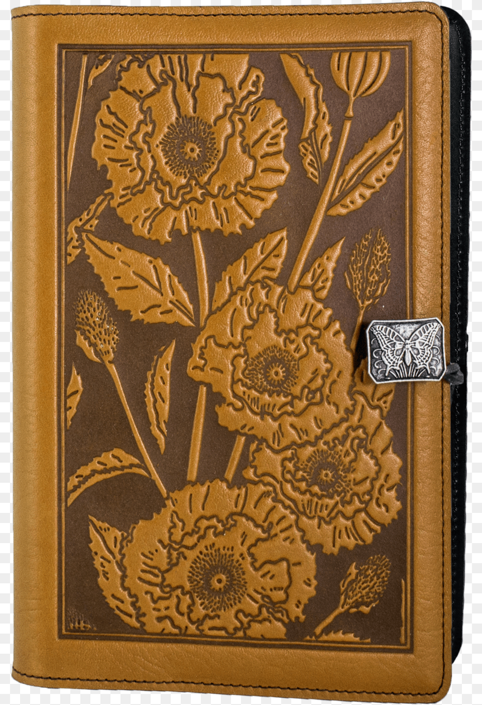 Large Leather Notebook Cover Leather Tooled California Poppy Flower, Diary, Accessories Png