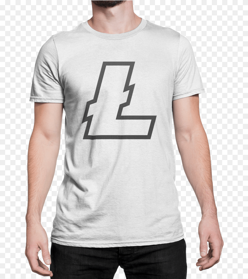 Large Litecoin Logo Graphic Mens Crypto Clothing T Shirt Dope Weed Shirt 420 Hands Mickey Cartoon Street Art, T-shirt, Text, Symbol, Number Free Png Download