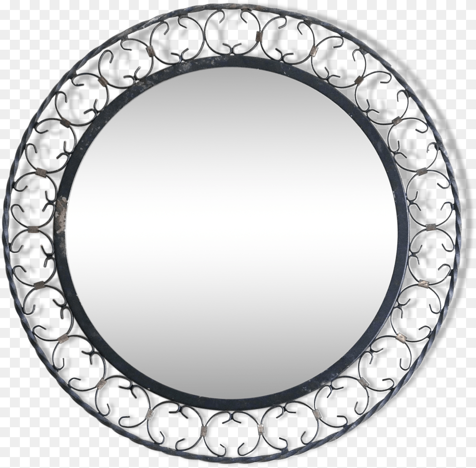 Large Mirror Round Sun Black Ironwork Frame 50 Years Circle, Photography, Plate, Oval Png