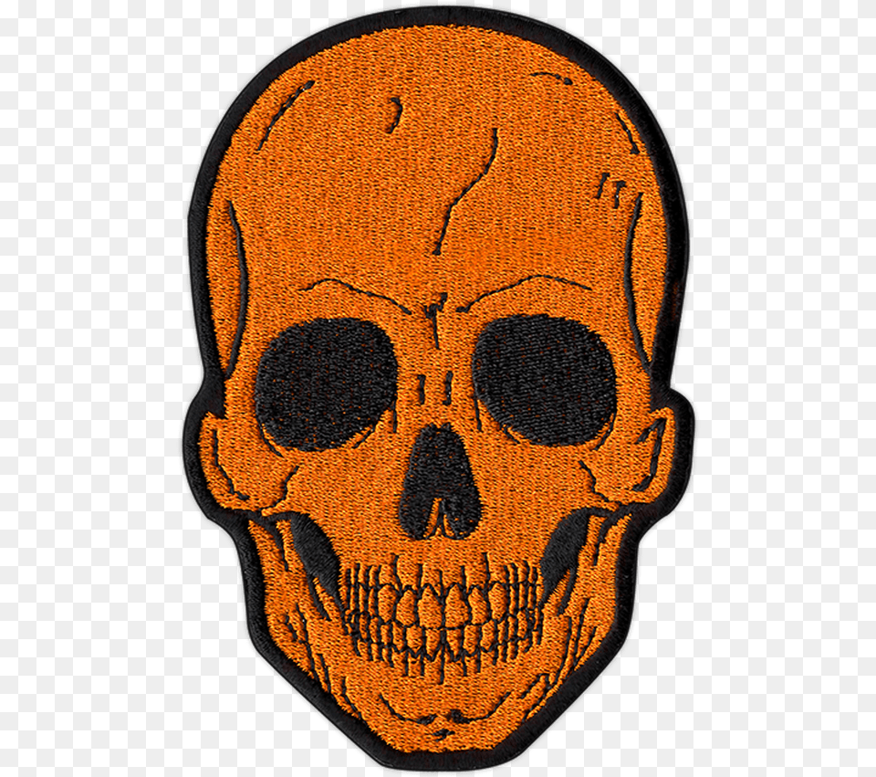 Large Orange Skull Patch By Seventh Orange Skull, Person, Face, Head Free Png