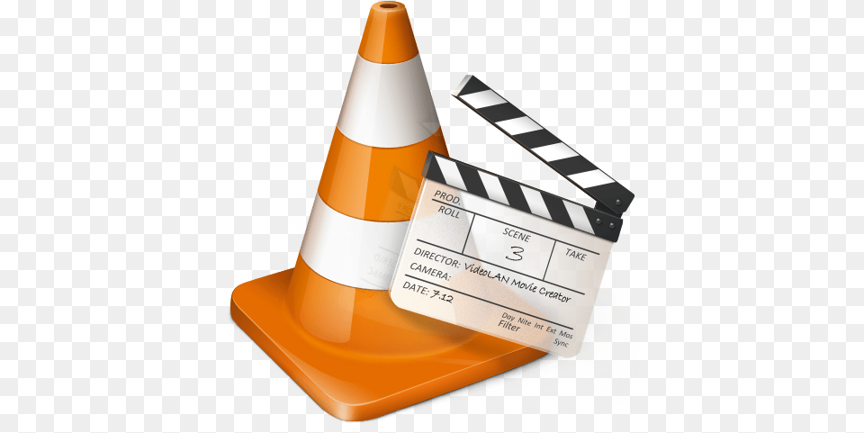 Large Orange Vlmc Logo Vlc Media Player Icon, Cone, Clapperboard Png