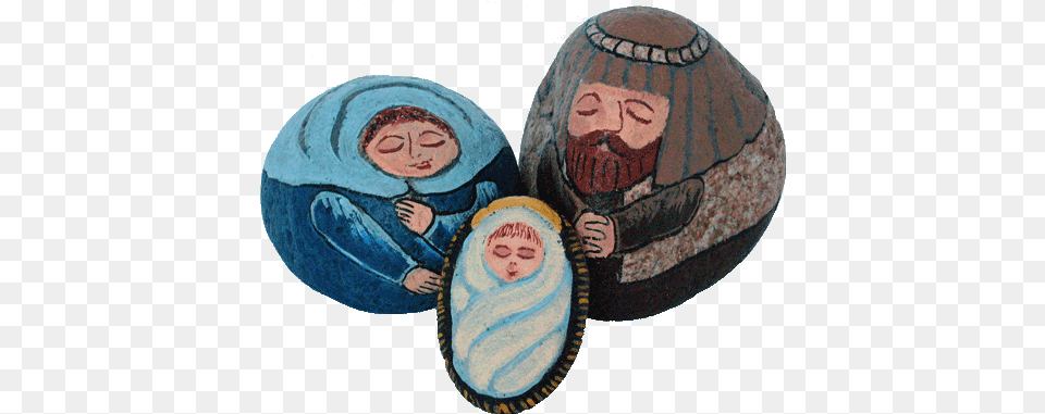 Large Painted Rock Nativity Set Nativity Scene, Person, Food, Produce Free Png