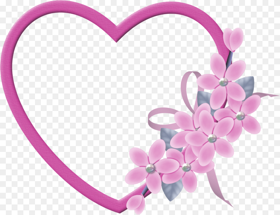 Large Pink Heart Transparent Frame With Flower, Plant, Accessories, Jewelry Free Png