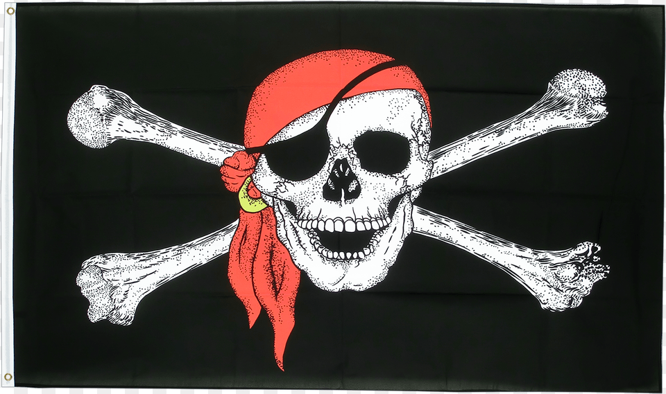 Large Pirate With Bandana Flag Ft Skull And Crossbones Flag, Person, Face, Head Png