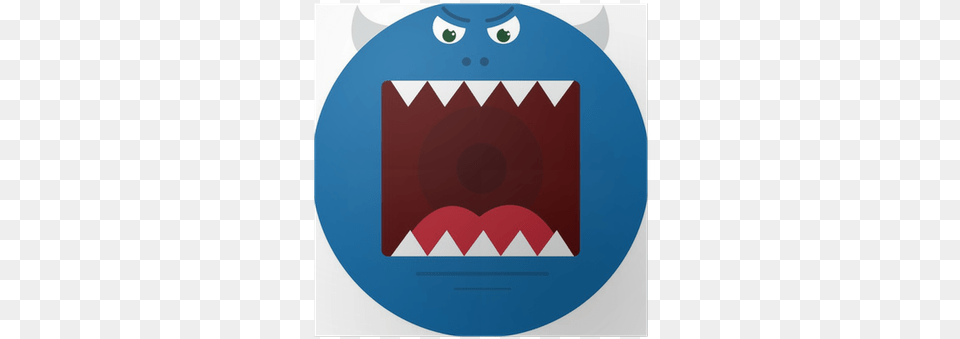 Large Round Blue Monster With Sharp Teeth Poster Mouth, Logo, Sticker, Advertisement, Disk Png Image