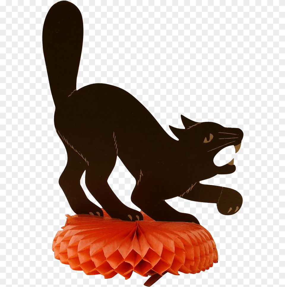 Large Scary Halloween Cat Die Cut On Honeycomb Crepe Dog, Animal, Mammal, Pet, Bird Free Png Download