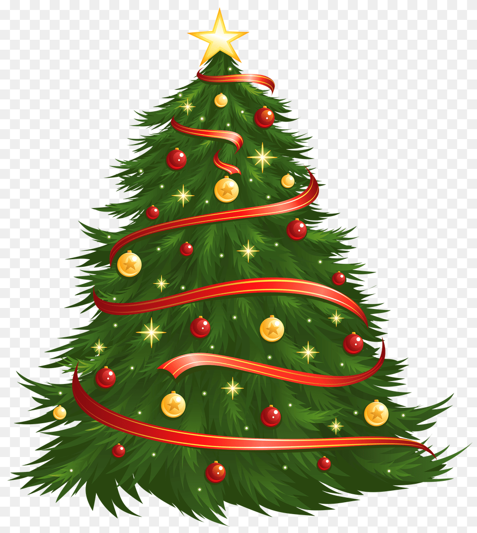 Large Size Decorated Christmas Tree Clipart, Plant, Christmas Decorations, Festival, Christmas Tree Png Image