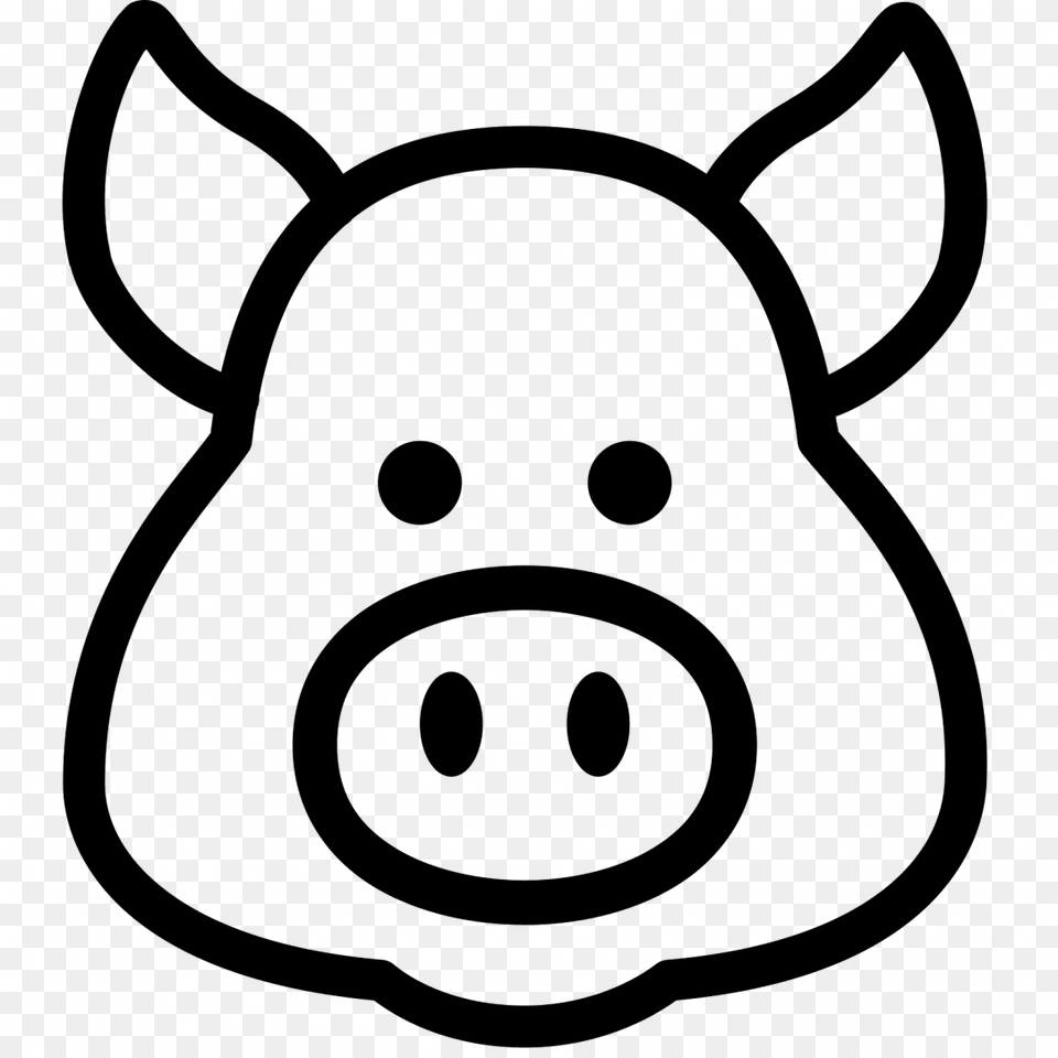Large Size Of How To Draw A Realistic Pig Face Peppa Pig Head Clipart Black And White, Gray Png Image