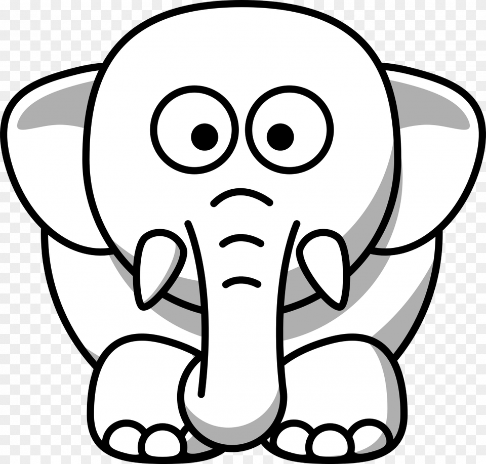 Large Size Of Simple Elephant Head Drawing Of Line Baby Animal Clipart Black And White, Wildlife, Person, Mammal Free Png Download