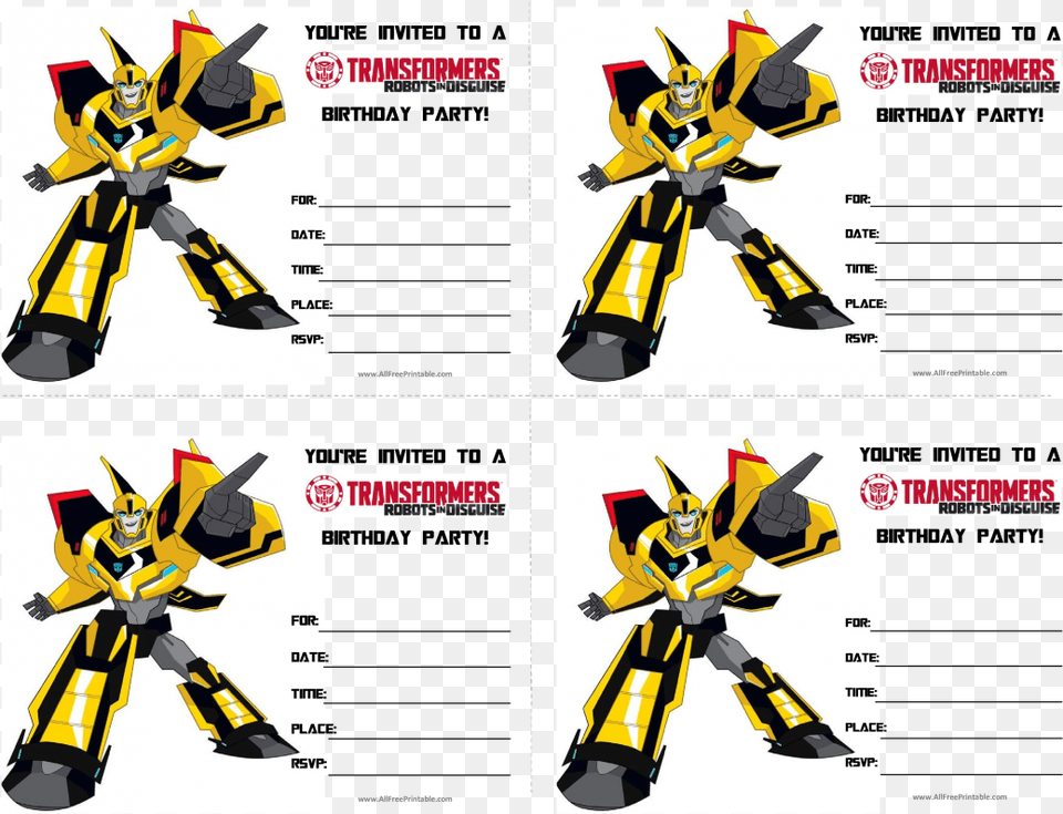 Large Size Of Transformers Happy Birthday Card Ticket Blank Transformers Invitation Template, Animal, Apidae, Bee, Bumblebee Png