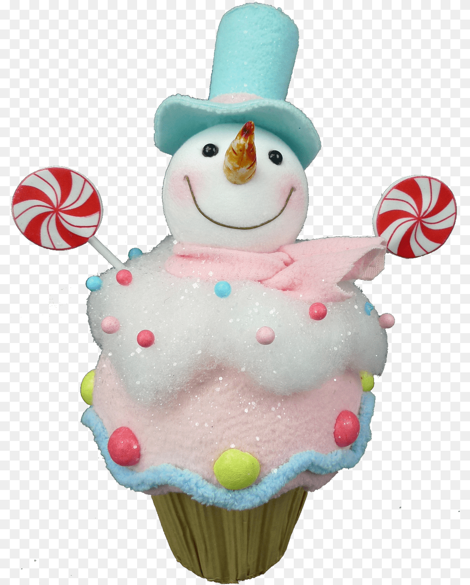 Large Snowman Candy Cupcake Cupcake, Dessert, Cake, Sweets, Cream Free Png Download