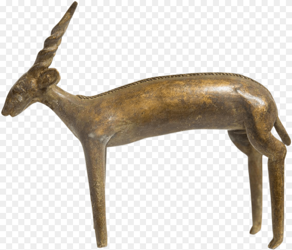 Large Spiral Horned Antelope Imperfect Animal Figure, Bronze, Wildlife, Mammal Png Image