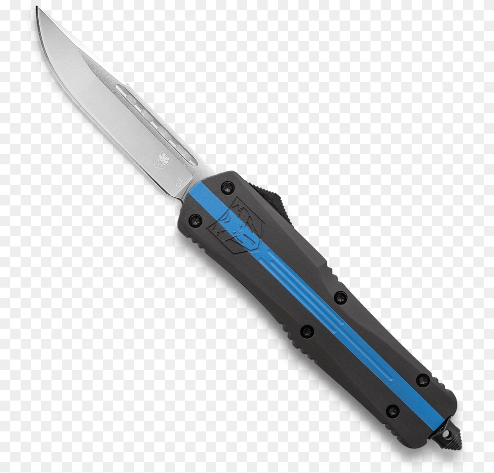 Large Thin Blue Line Drop Point, Blade, Dagger, Knife, Weapon Png