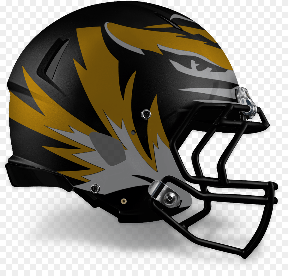 Large Tiger On Black Tiger Striped Football Helmet, Crash Helmet, American Football, Person, Playing American Football Png Image