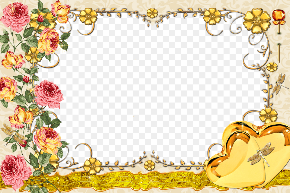 Large Transpa Gold Frame With Flowers Gallery Yopriceville, Art, Floral Design, Graphics, Pattern Free Transparent Png