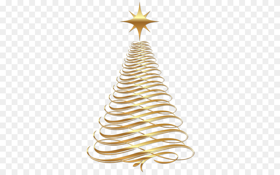 Large Transparent Christmas Gold Tree Clipart Clip Art, Coil, Spiral, Star Symbol, Symbol Png Image