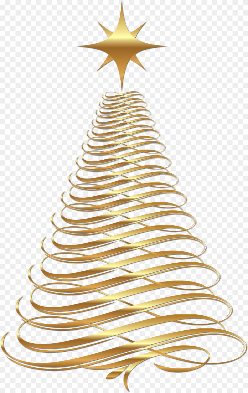 Large Tree Gold Christmas Tree Clip Art, Coil, Spiral, Star Symbol, Symbol Free Png Download