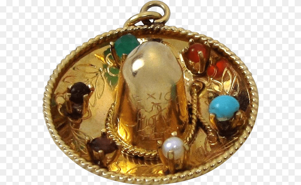 Large Vintage 14k Gold 3d Jeweled Mexican Sombrero Locket, Accessories, Treasure, Jewelry, Bee Free Png Download