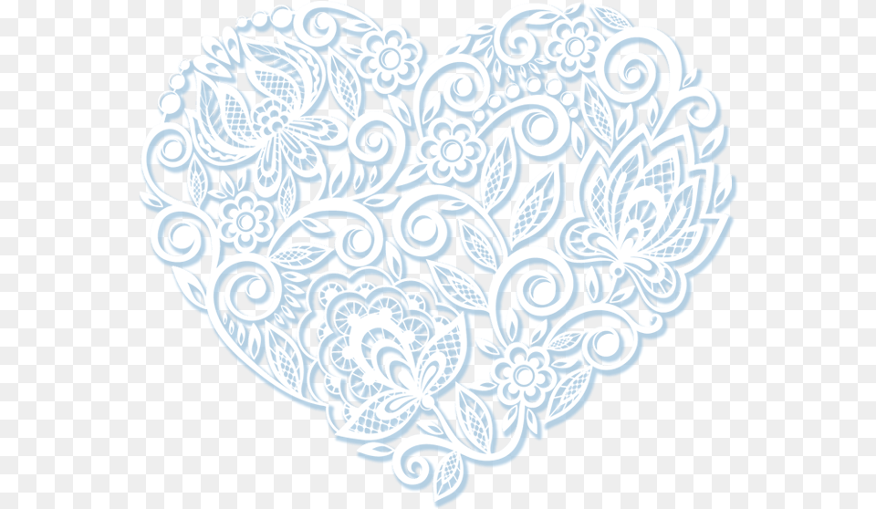 Large White Wall Heart Stickers, Lace, Pattern Free Png