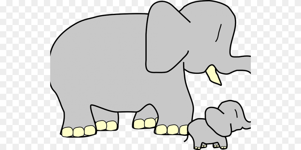 Larger Clipart Mother Baby Animal Big And Small Elephant Cartoon, Body Part, Mouth, Person, Teeth Free Png Download