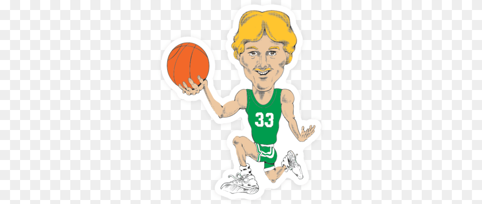 Larry Bird Caricature Sticker Basketball Player, Boy, Child, Male, Person Free Transparent Png